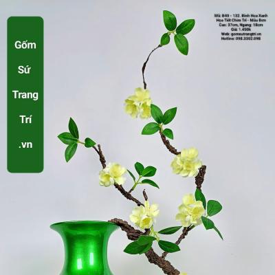bình men xanh hoạ tiết chim trĩ phù dung